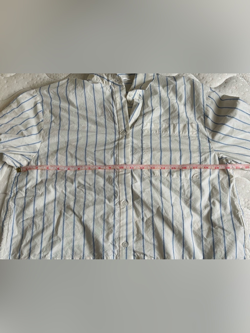 ZARA 100% Cotton Striped Cropped Pajama Shirt - Picture 6 of 6